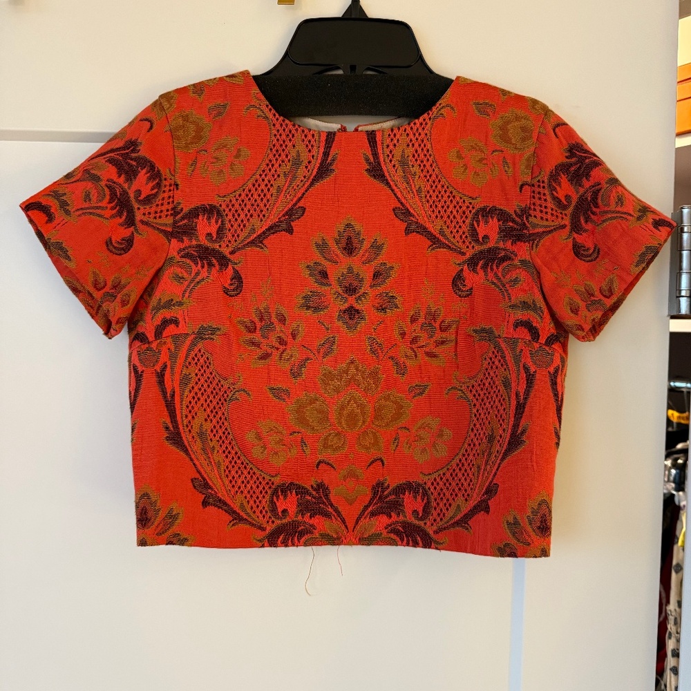 Alice and Olivia Orange Brocade Crop Top - Size 0